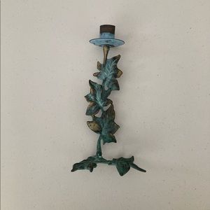 🍂🍁 Fall leaves themed candleholder bronze green